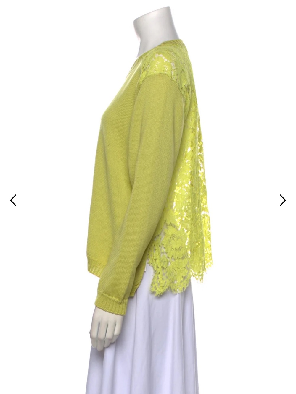Valentino Lime Green Crewneck Sweater with Embellished Shoulders - Picture 2 of 3